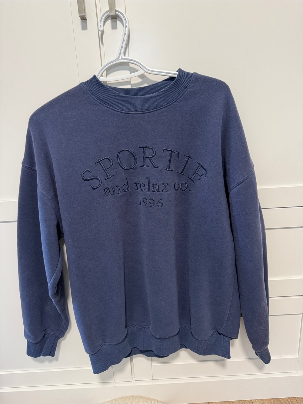 Princess Polly Deep Navy Crewneck Sweatshirt with Embroidered 'SPORTIF'